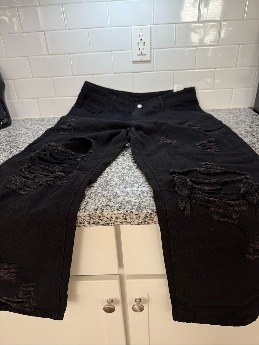 Black Distressed Ripped Jeans